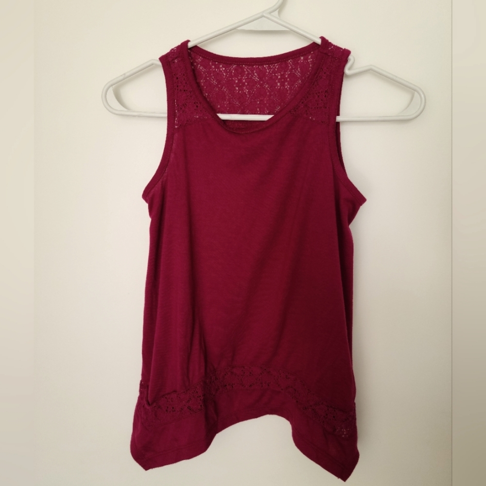 Girls Old Navy burgundy tank top size 10/12
